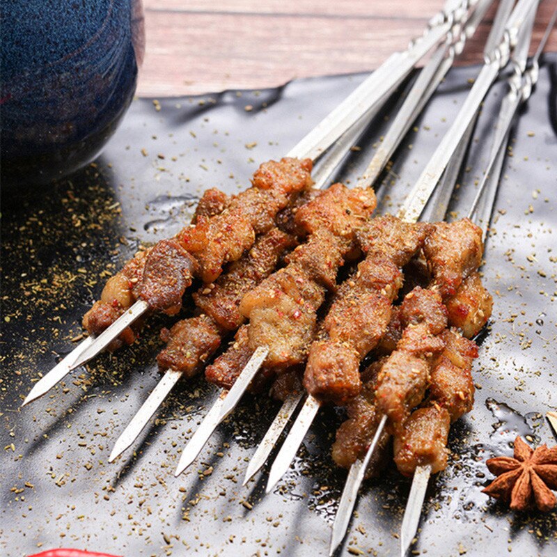 Brochettes de Barbecue réutilisables avec Tube de rangement, en acier inoxydable, accessoires de cuisine d&#39;extérieur