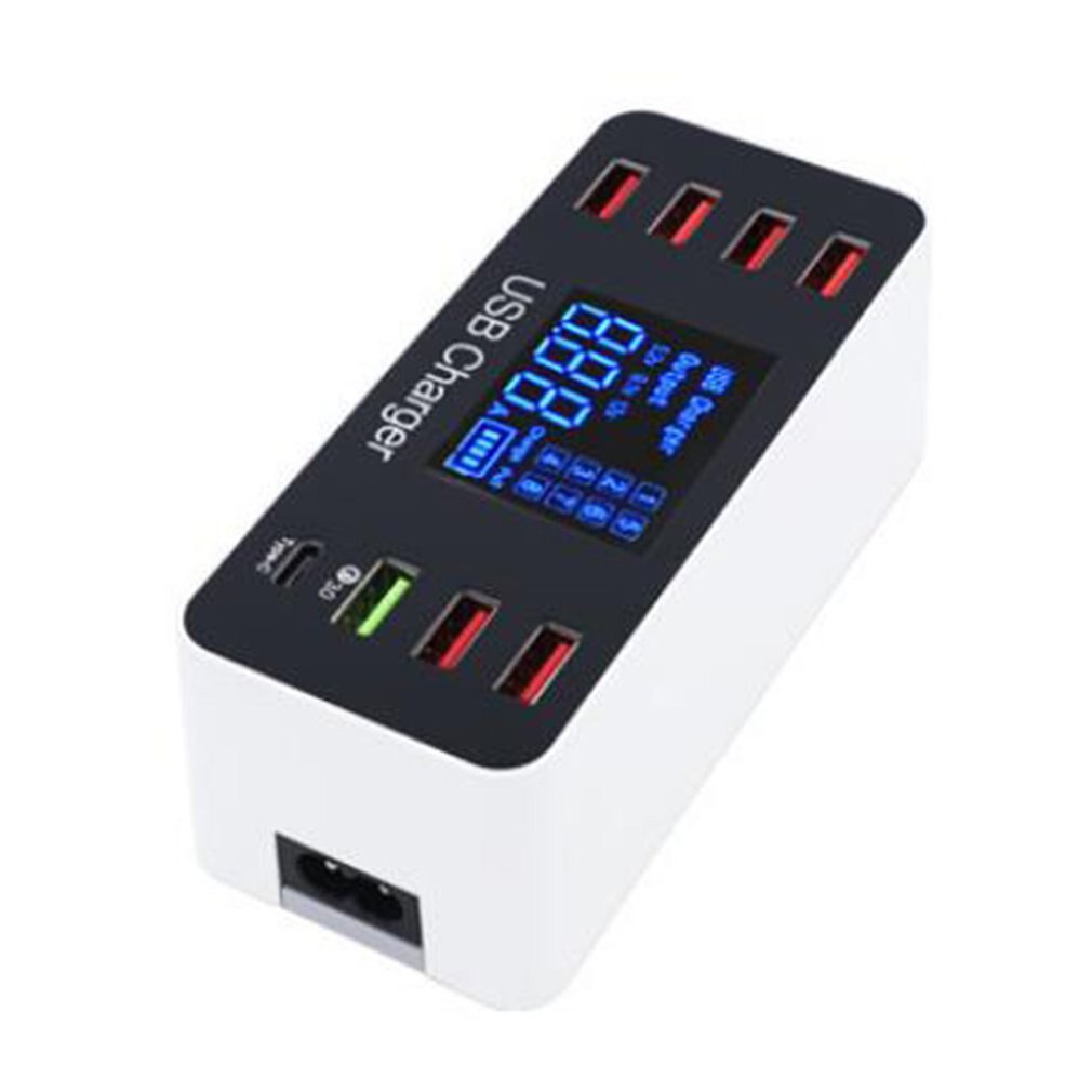 8 Multi-Port USB Adapter Desktop Wall Charger Smart Quick Charging Station For Mobile Phone Tablet Hub With LCD Display