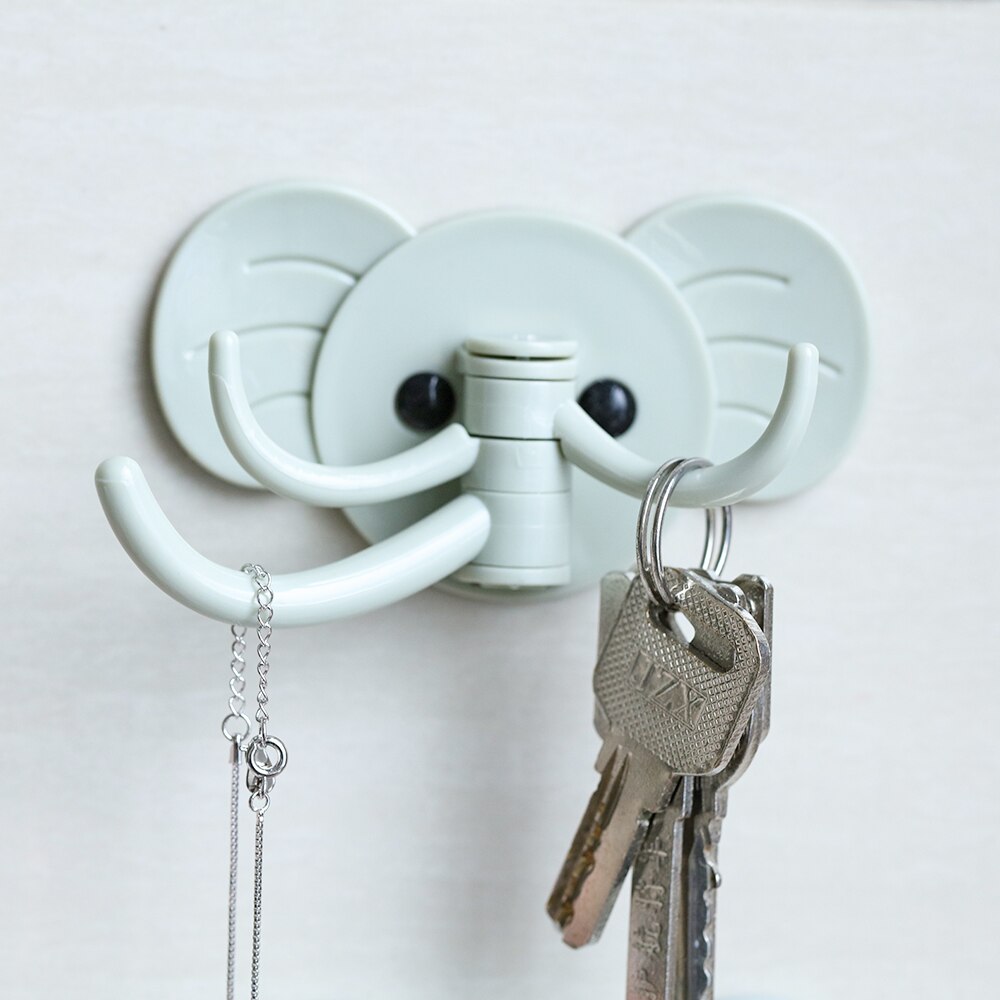 Rotary Elephant Traceless Sticking Hook Towel Storage Rack Seamless Adhesive Hooks Wall Hanger Bathroom Kitchen Supplies