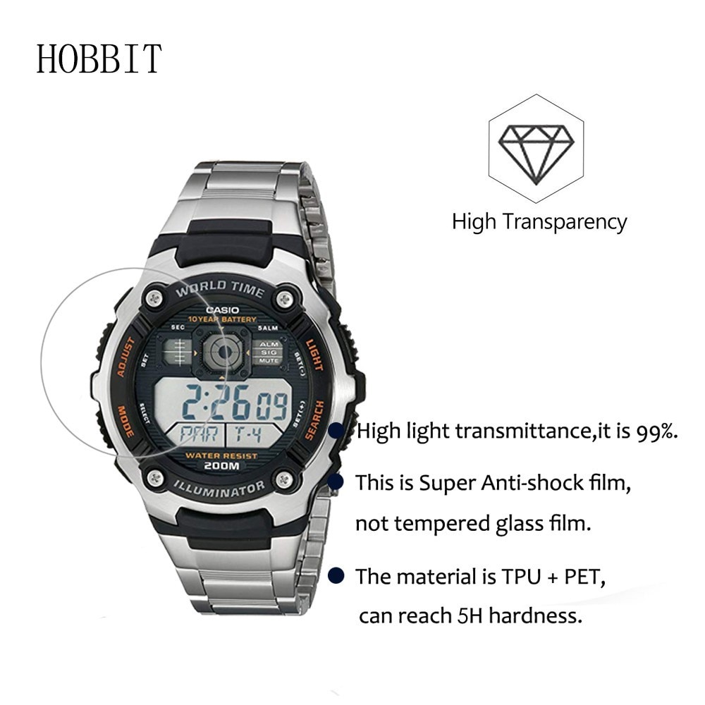 Paquet de 3 5H Nano anti-déflagrant protecteur d'écran pour Casio AE-2000W AE2000WD AE1000W AE10000WD AE2100W montre pour hommes Film d'écran
