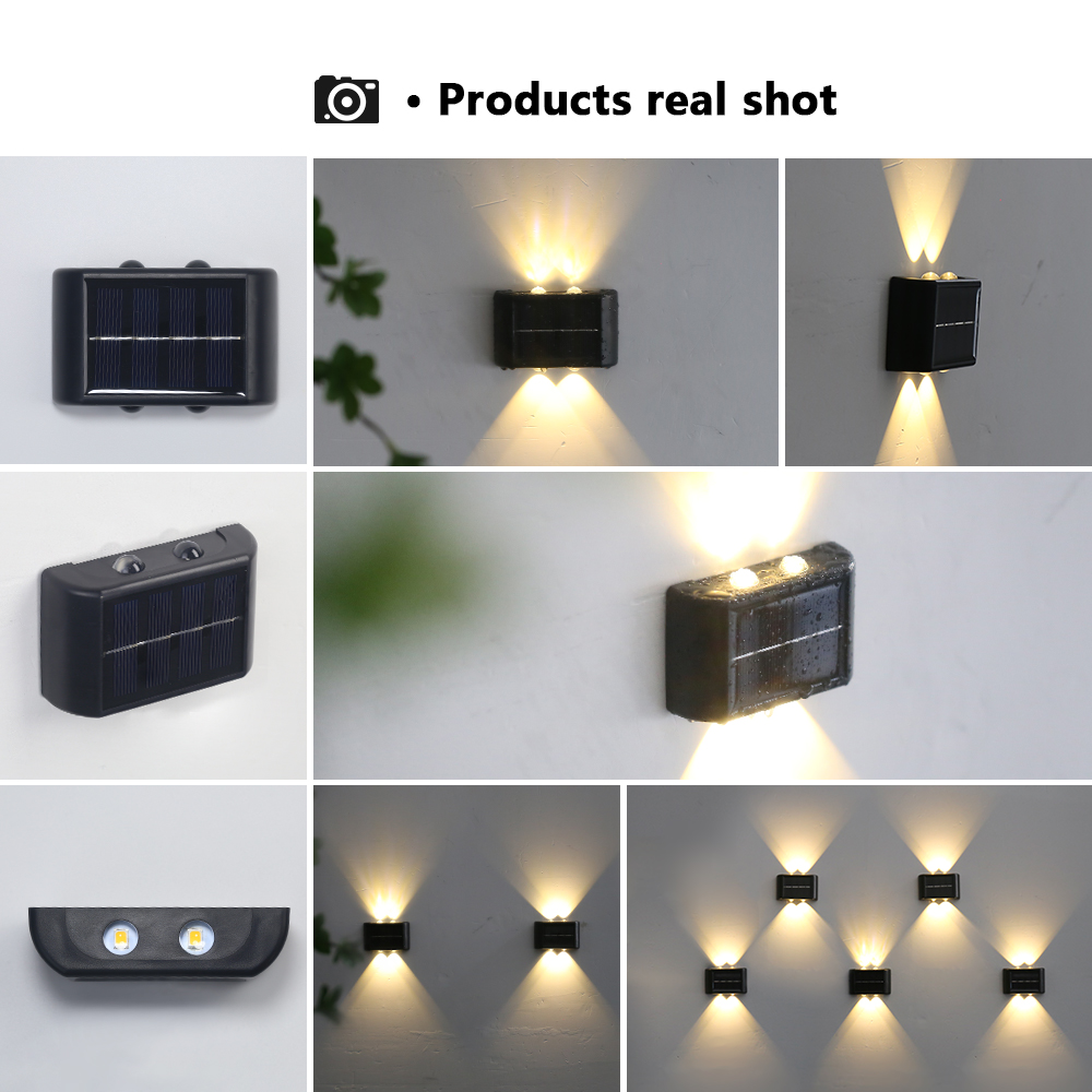 Wandleuchte, LED-Solarleuchte, Perlen nach oben und unten, Sonnenlicht, solarbetrieben, für Outdoor-Gartendekoration, wasserdicht, 4, 6, 8 LEDs, Strahler