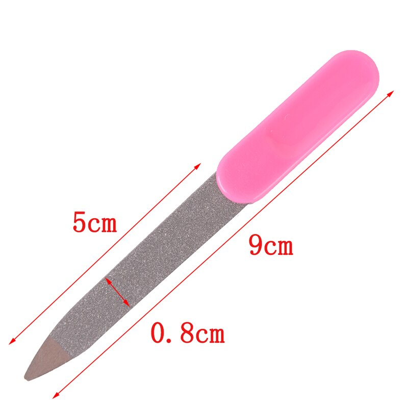 5pcs/lot Nail Art Buffer Files Plastic Handle Metal Double Sided Nail Files Pro Nail File DIY Manicure Pedicure Tool