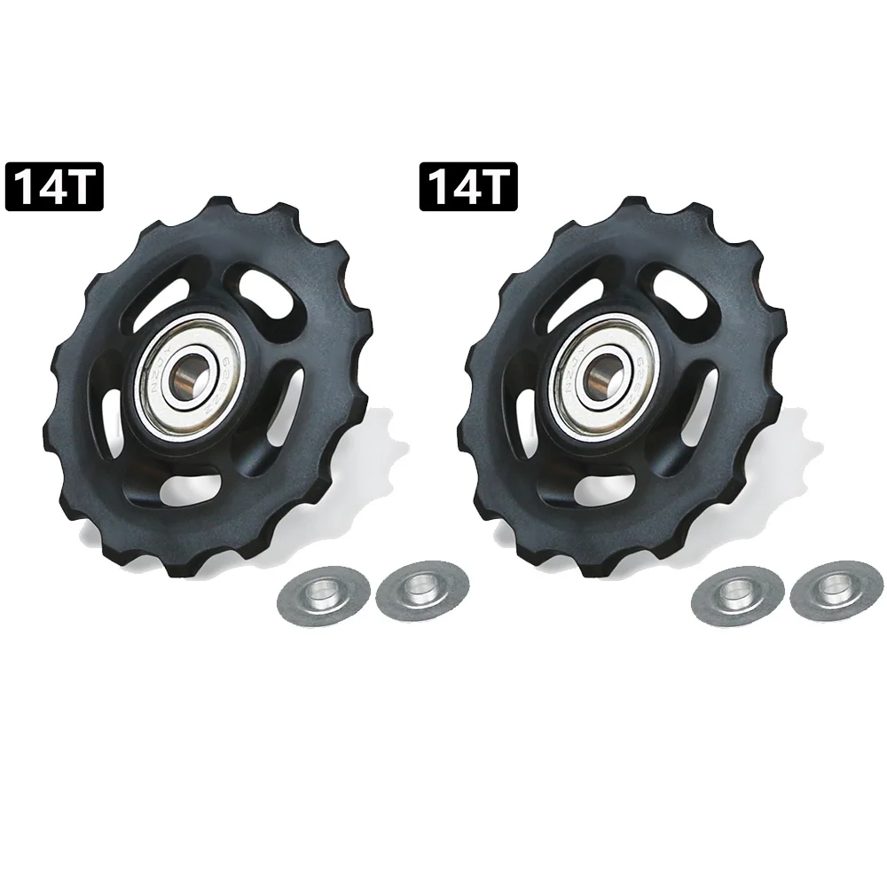 11T 12T 13T 14T Bearing MTB Bicycle Rear Guide Wheel Road Bike Jockey Rear Derailleur Pulley Roller for Shimano Sram Repair Kit: black