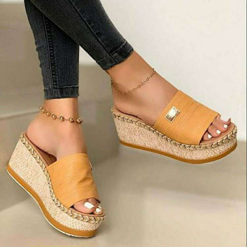 Sommer wedges tøfler platå høye hæler dame tøfler dame utesko enkle tresko kile tøfler flip-flop sandaler