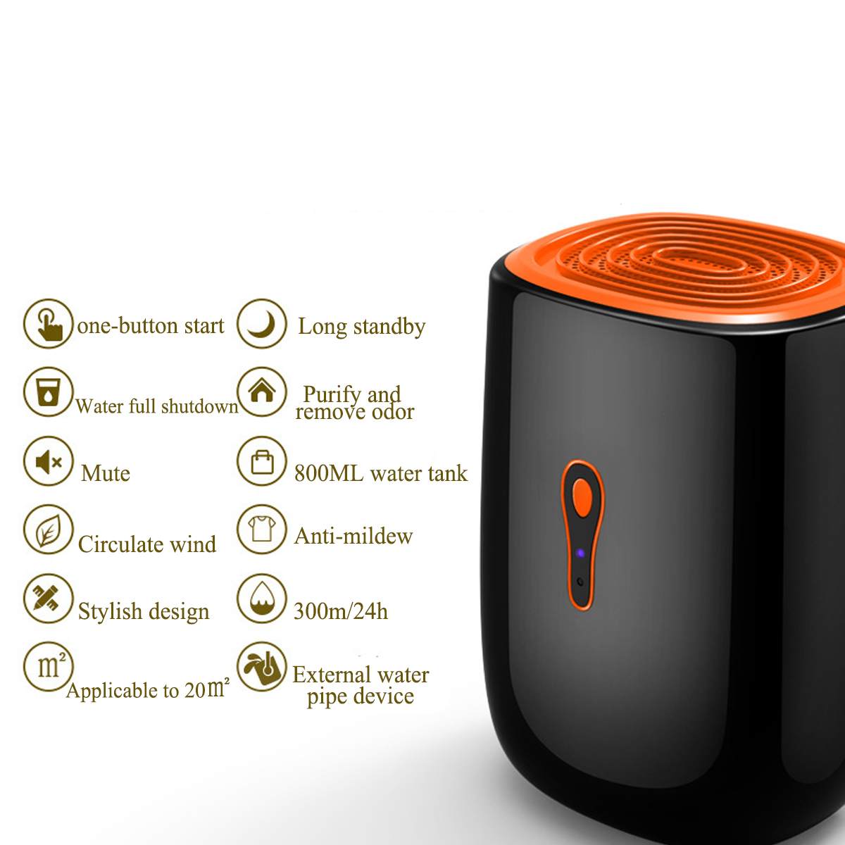 Mini Electric Dehumidifier Anion Air Purifier 800ml Large Water Tank Kids Lock Power Off Protection Mute Air Dryer Home Office