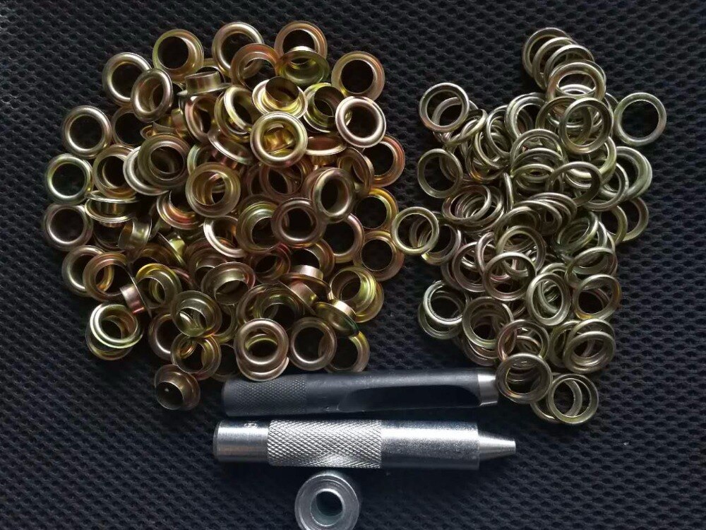 100pcs/lot Metal Silver Golden Banner Grommet Eyelets DIY Advertisement Grommet Eyelet + 1set Fixing Tool