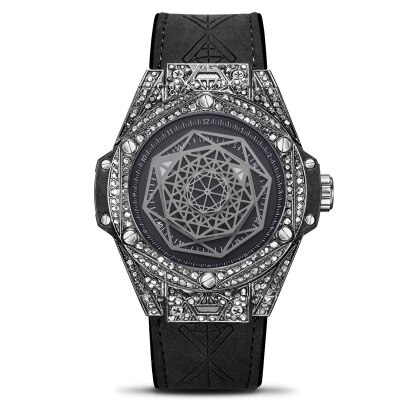 Kimsdun Luxe Diamant Horloge Voor Mannen Hip Hop Iced Out Horloge Mannen Quartz Horloges Rvs Dial Leather Horloge man