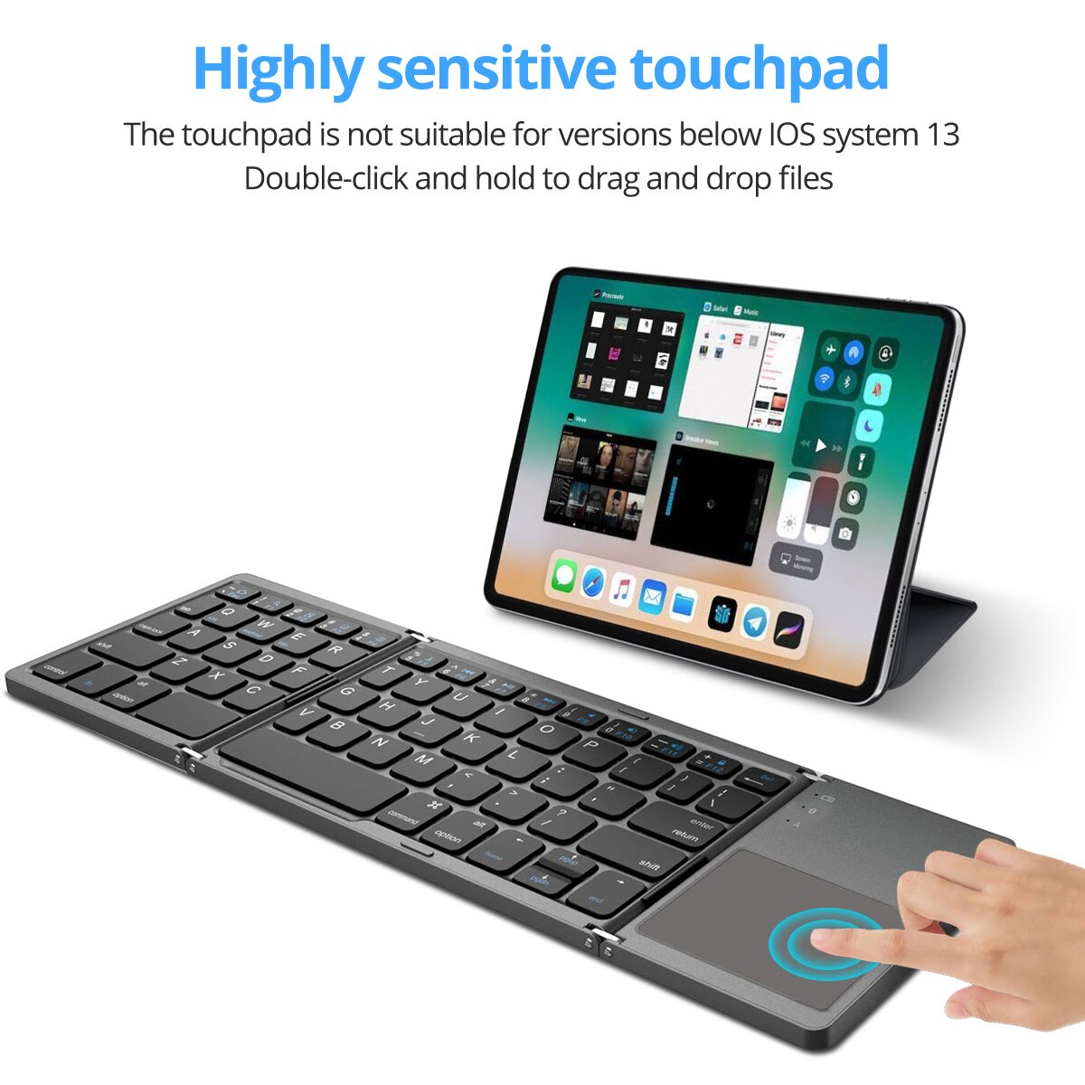 Universal Bluetooth Keyboard Portable Mini Folding Keyboard For Ipad Phone Tablet Three-Folding With Touchpad Wireless Keyboard