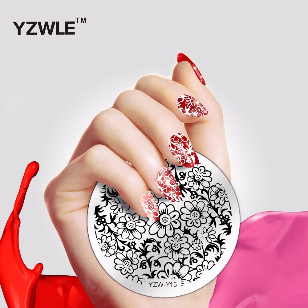 1 pièce ronde fleur Nail Art Image timbre estampage plaques manucure modèle bricolage vernis pochoir ongles outils