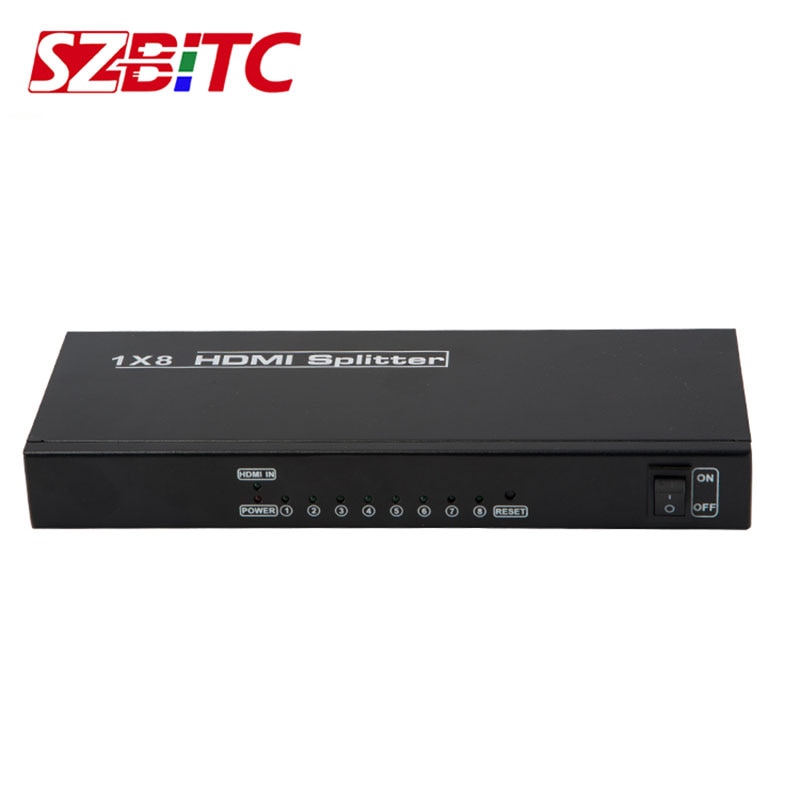 SZBITC – répartiteur vidéo HDMI à 8 ports, 1x8, amplificateur, répéteur, 3D, 1080p, 1 entrée vers 8 sorties, 1x8, convertisseur HDTV, 4K2k