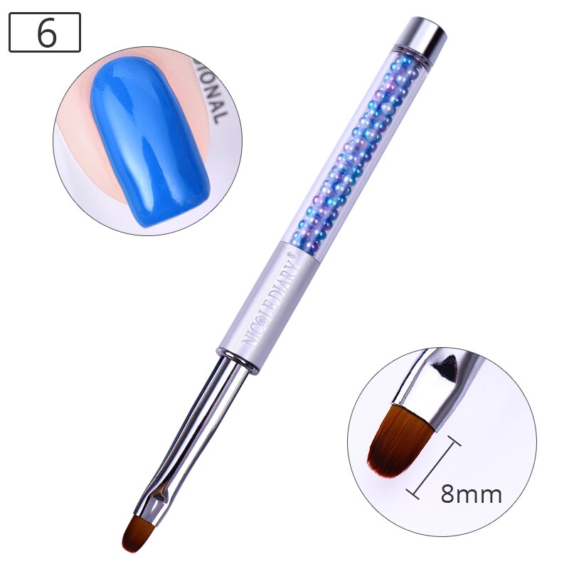 Nicole diary 1 pc gradiënt schilderpen tekenkwast witte strass handvat nagelkunstgereedschap: Patroon 6
