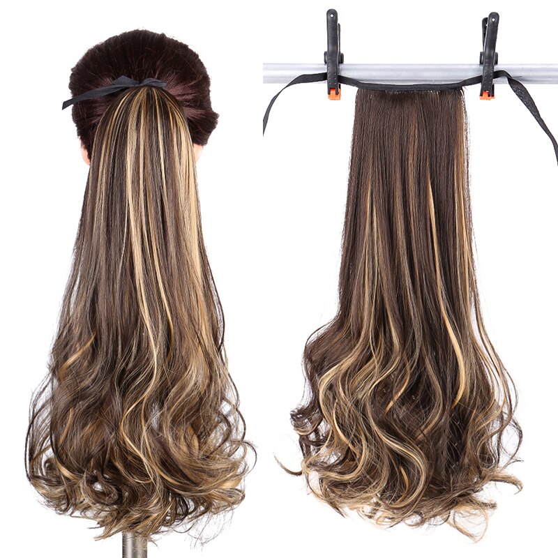MUMUPI Lange Krullend Clip In Staart Valse Haar Paardenstaart Haarstukje met Haarspelden Synthetische Pony Tail Extensions