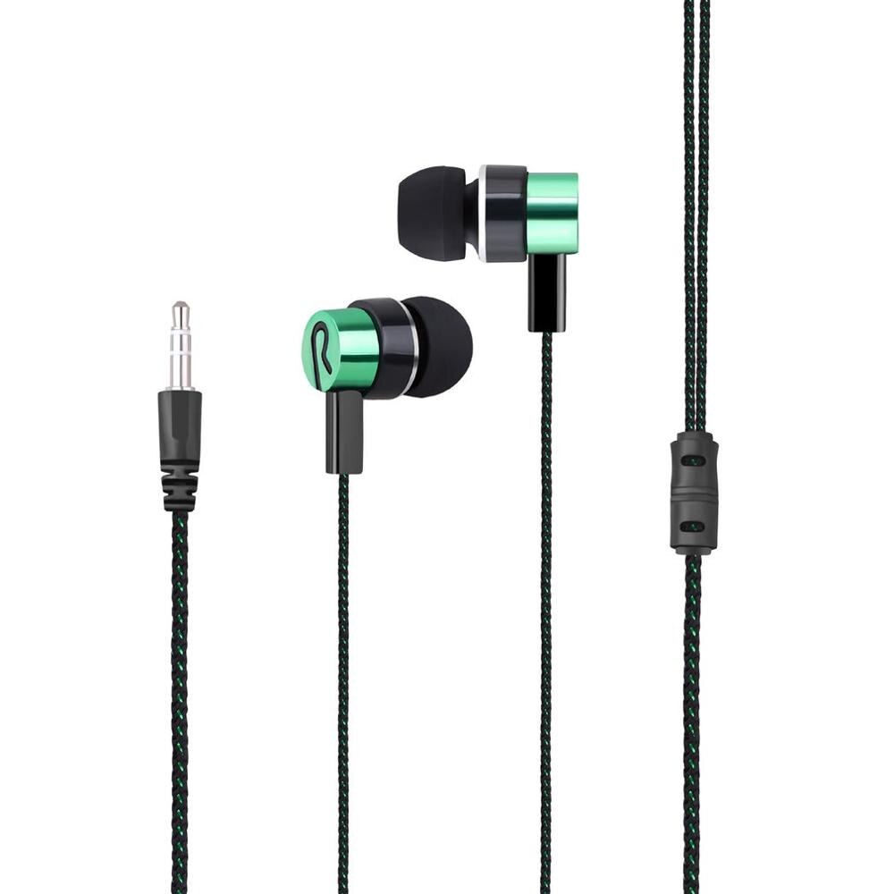 Gevlochten Bedrade Koptelefoon Subwoofer In-Ear Oortelefoon Geluidsisolerende Headset Voor Telefoons MP3 MP4 Pc Game Voor Samsung s6: green