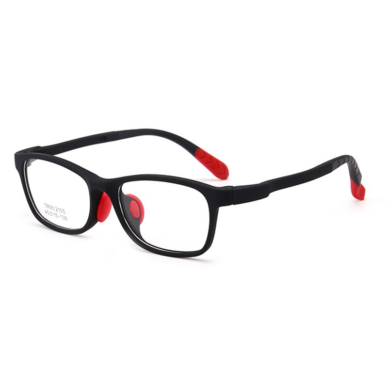 Glasses for Kids Boys Girls TR90 Square Flexible Frame Anti-Eyestrain Anti-Glare Age 4-10 LXH: Black
