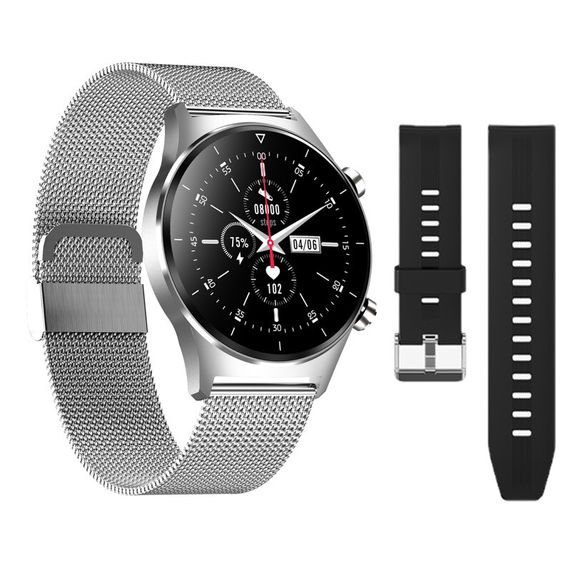 Smartwatch Men Full Touch Screen 1.28" IPS 240x240 IP68 Waterproof Bluetooth 5.0 Fitness Tracker: Gray