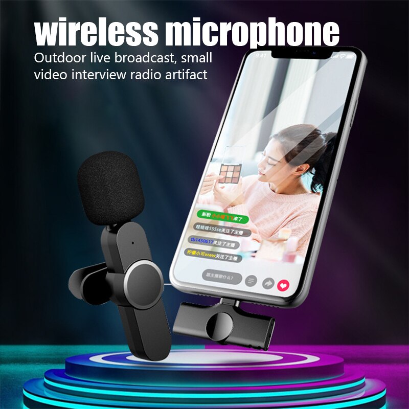 Draadloze Lavalier Microfoon Draagbare Audio Video-opname Mic Voor Iphone Android Live Game Broadcast Telefoon Microfonoe Mini