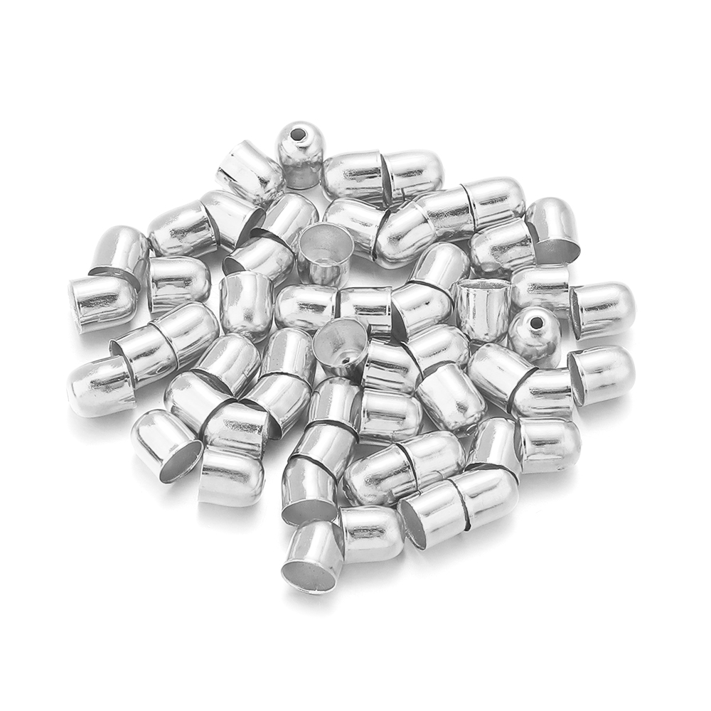 Lote de 50-100 unidades de tapas de borla de Punta final, cordones de cuero, pulseras, hebilla, engarce de cuentas para fabricación de joyas, 4, 5, 6, 7, 8 y 10mm: L / Rosa