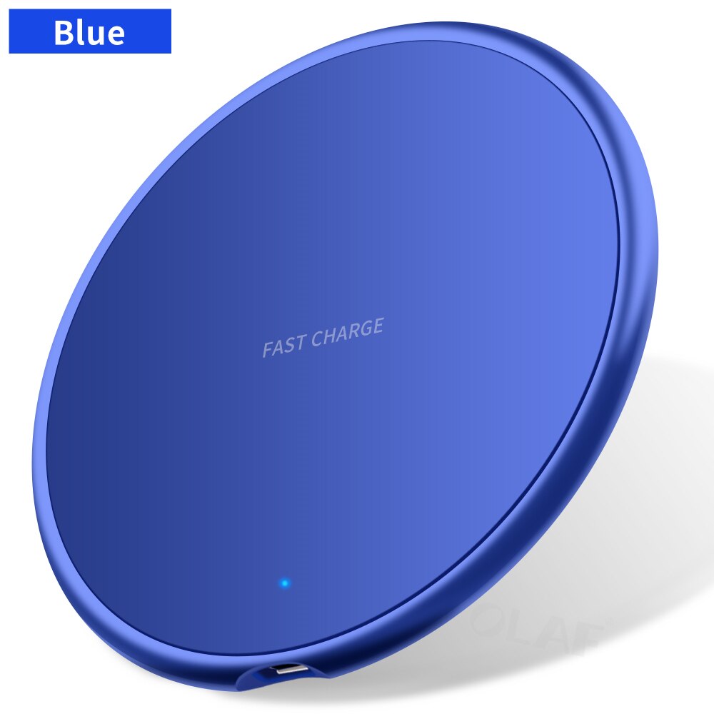 Carregador sem fio de 10w, carregamento rápido para iphone 8 plus x xr, adaptador de carregamento para samsung s8 s9 carregador sem fio qi: Blue