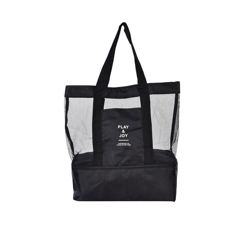 Bolsa de playa de malla portátil, bolsa de viaje de doble capa, bolsa de Picnic, rejilla de refrigeración, bolso de hombro deportivo para playa, C0P6