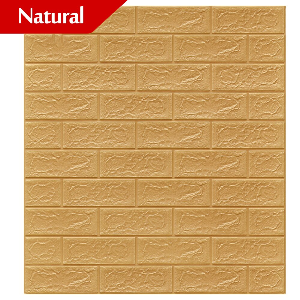 DIY autoadhesivo 3D pared de ladrillo adhesivo papel pintado decorativo espuma revestimiento de paredes impermeable papel pintado para niños sala de estar: Natural