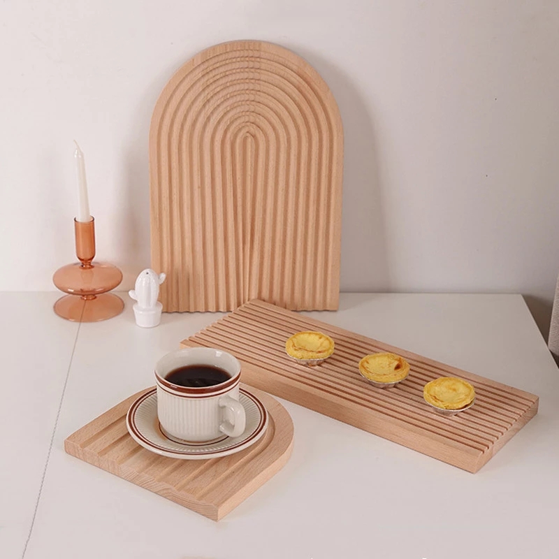Photography Photo Props Food Storage Fruit Dessert Dinner Bread Tea Coffee Wood Wave Trays Plate Desk Decorations Wooden Crafts