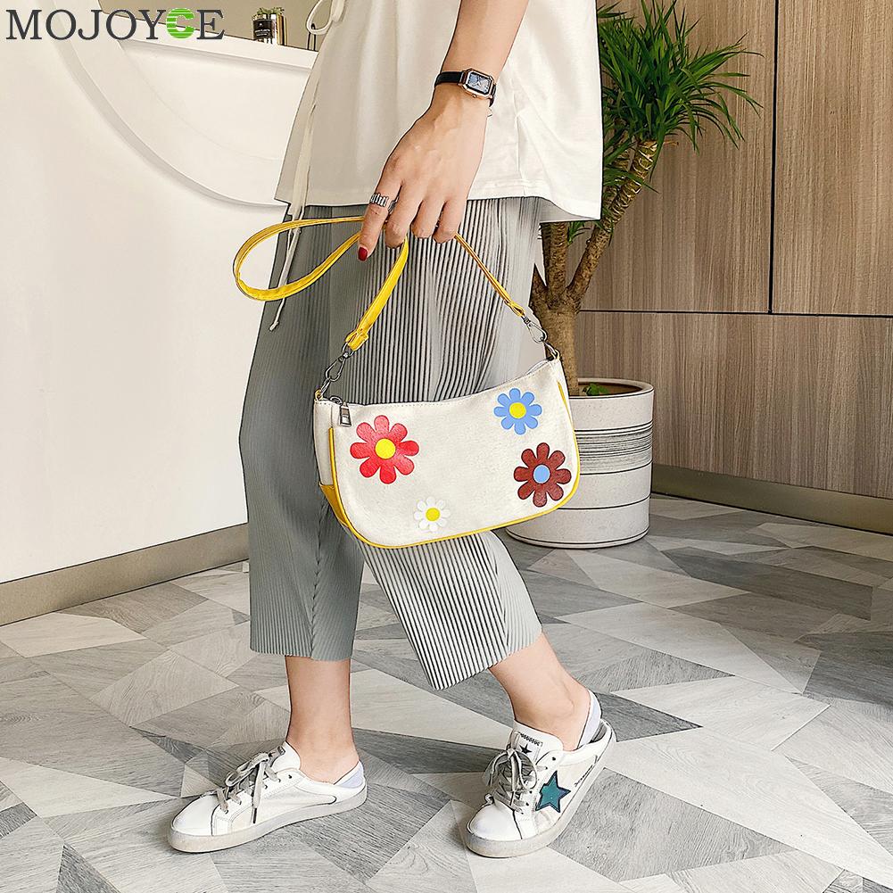 Décontracté toile sac à bandoulière femmes classique Texture délicate Chic fleur PU épissage petite femme pochette de messager