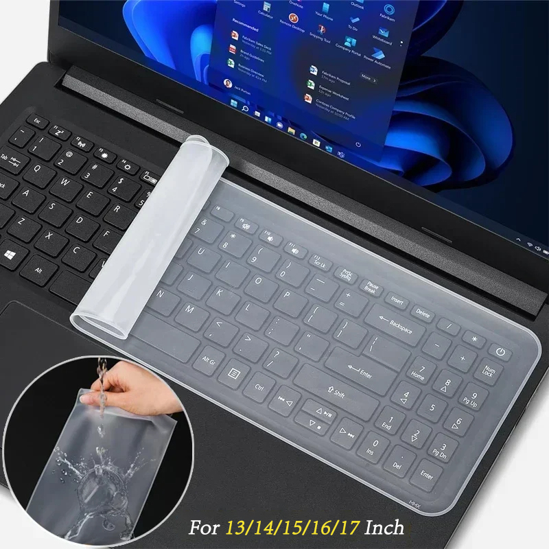 Keyboard Cover for Laptop PC Macbook 13 to 17 Inch Ultra Thin Silicone Waterproof Dustproof Protective Film Clear Protector Skin