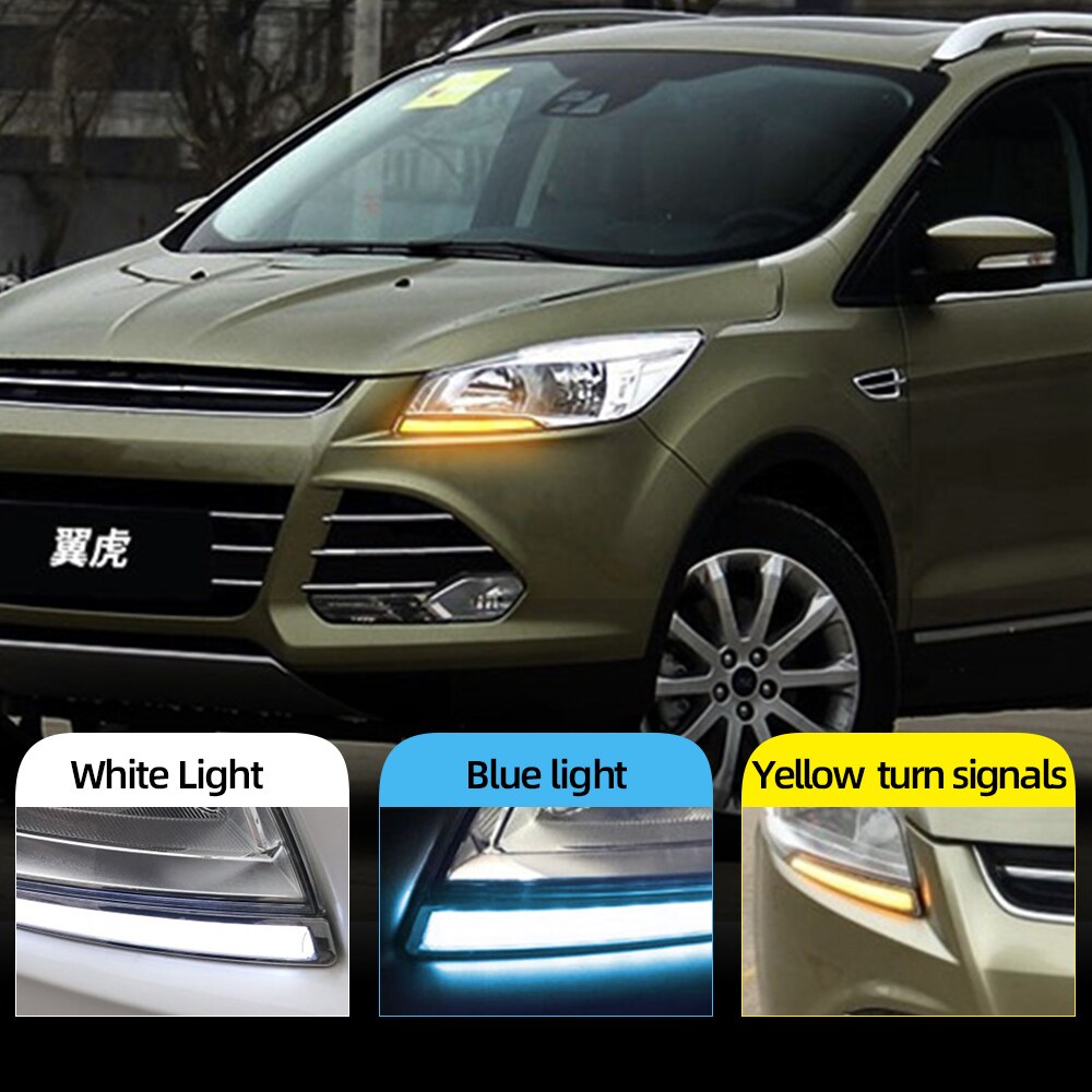 CSCSNL 1Pair for Ford Kuga Escape led Daytime Running Light drl daylight with yellow turn signal