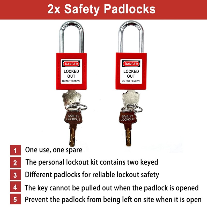 Electrical Lockout Tagout Kit - Universal Circuit Breaker Lock, Loto Tags, Loto Locks Set (2 Keys Per Lock) for Safe Electrical
