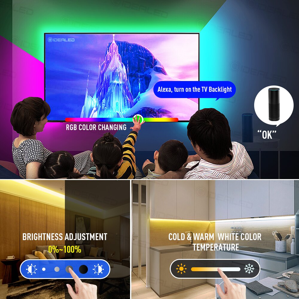 Smart zigbee 3.0 rgbcct led valonauhat ohjain himmennettävä tunnelma led kit 5m yhteensopiva kaiku plus alexa ääniohjaus