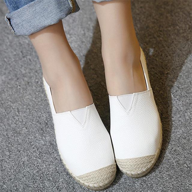 YAERNI Flats Women Shoes Spring Summer Women Casual Shoes Breathable Slip-On Loafers big size 34-43: White / 12