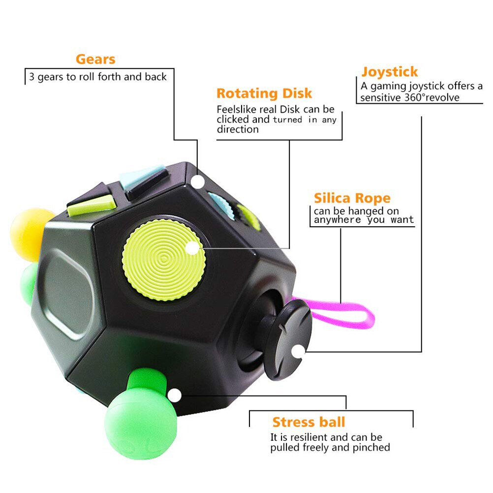 12-seitige Anti Stress Cube Dekompression Entlasten Würfel Anti-angst Entlasten Angst Relief Depression kinder erwachsene spaß Spielzeug
