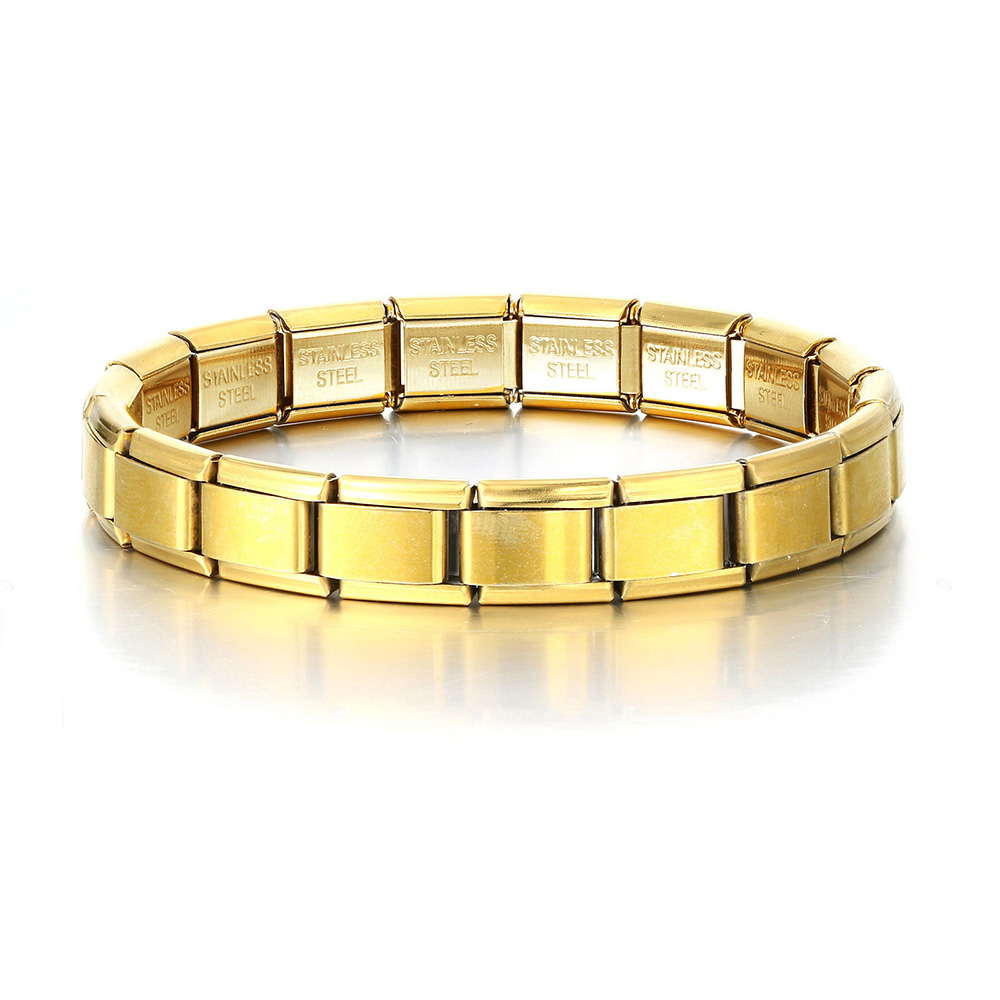 Pulseira italiana de aço inoxidável para as mulheres, pulseira cor do ouro, joia modular diy, presente da moda, por atacado, Dropshipping: Dourado