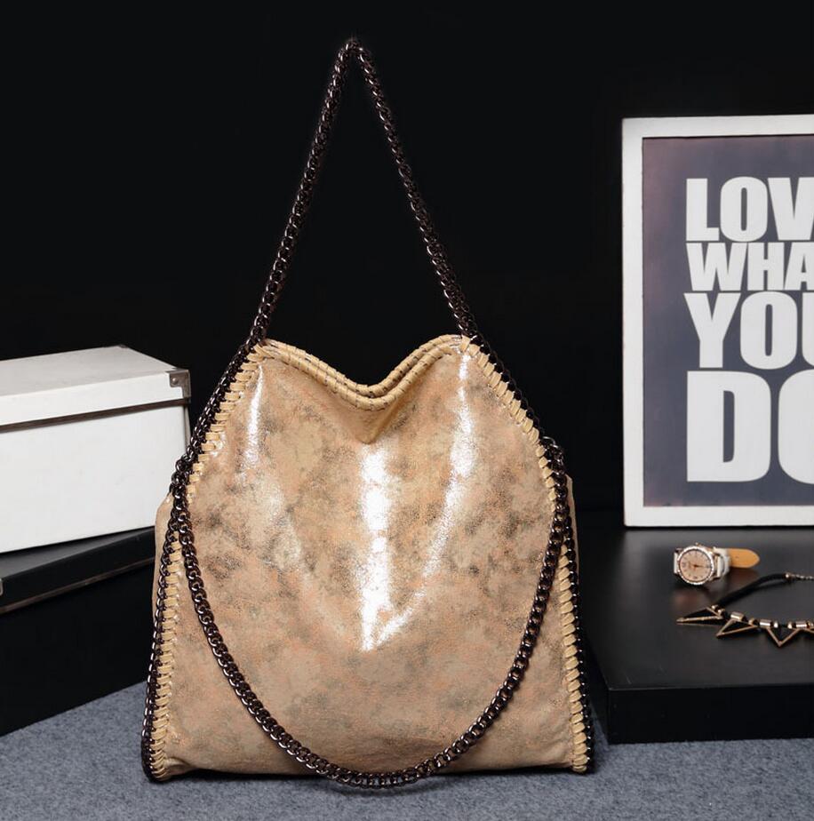 Luxe handtassen in eroupe-stijl, schoudertassen voor dames, grote capaciteit, tassen met kettingriem, opvouwbaar pu-leer, een belangrijke: Goud