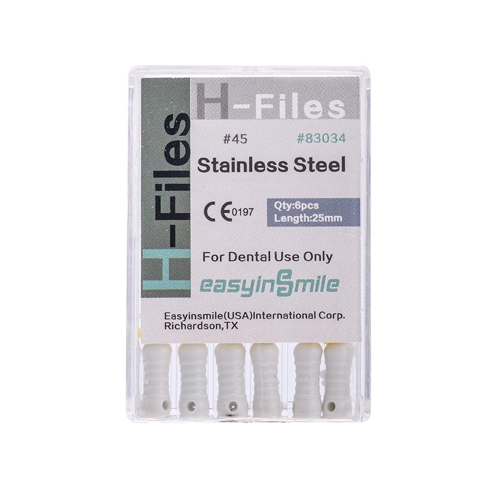 10Packs Dental Endo Stainless Steel Root Canal Endodontic H-Files Reamers Hand Use 25mm EASYINSMILE 6Files Per Pack: Size45