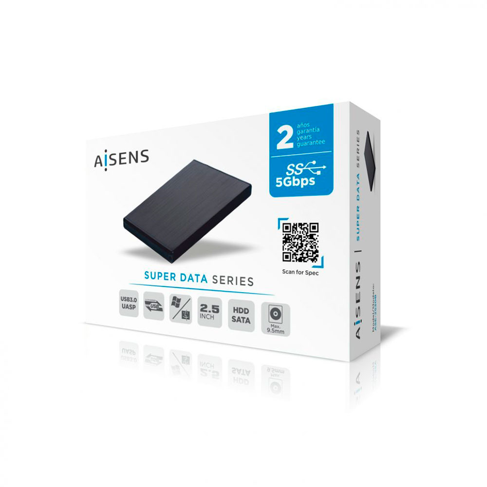 Pudełko zewnętrzne 2,5 ″ dyski twarde 9,5mm SATA I, II I III do 3.0 USB/USB 3.1 GEN1, aluminium, wskaźnik LED, czarny