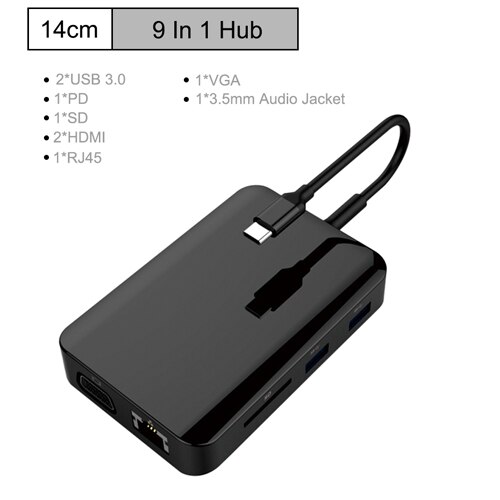 USB C Hub Adapter - 4K HDMI, USB 3.0, SD/TF Card Reader, PD Charging, Audio, RJ45 Ethernet for MacBook Pro