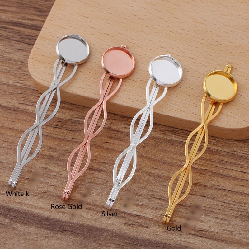 20pcs/lot Hair Jewelry Settings Cabochon Base Blank Bezel Trays for 12mm Round Cabochon Hairpins Diy Accessories: WK
