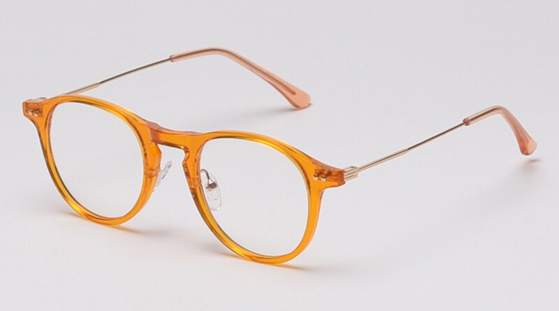 Peekaboo, gafas de filtro azul, mujeres, retro, transparente, gafas de ordenador para hombres, medio metal TR90, estilo coreano,: orange with clear