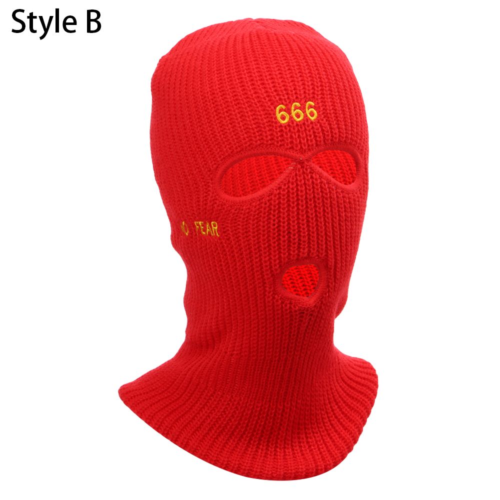 Borduren Fietsen Bivakmuts Warmer Bonnet Drie Gat Hoed Vrouwelijke Beanie Caps Winter Herfst Hoeden Gebreide Mutsen: Style B