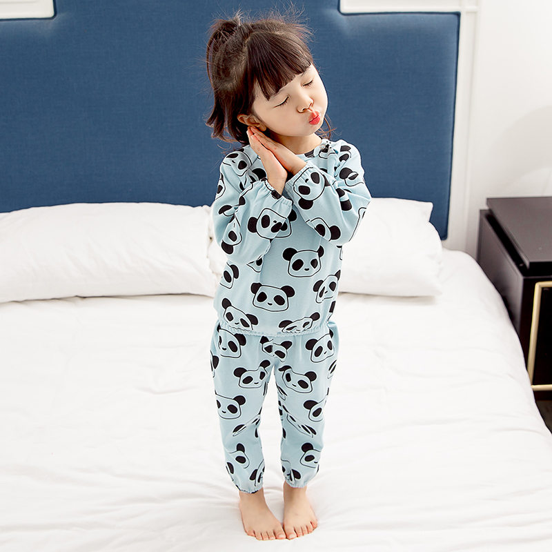Kids Baby Panda Onesie For Children Cotton Crotchless Pajamas Bodysuit For Girls Infant Panda Jumpsuit Pajamas Sleeper 1 2 3 4 5: Blue / 12M