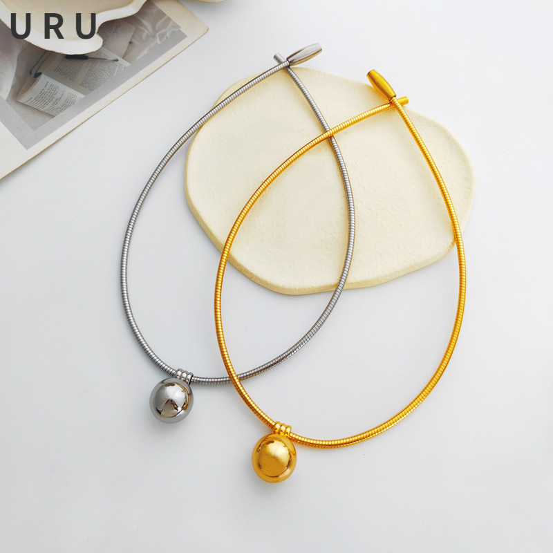 Moderne Sieraden Ronde Bal Hanger Ketting Populaire Stijl Messing Gouden Zilveren Vergulde Choker Ketting Voor Vrouwen