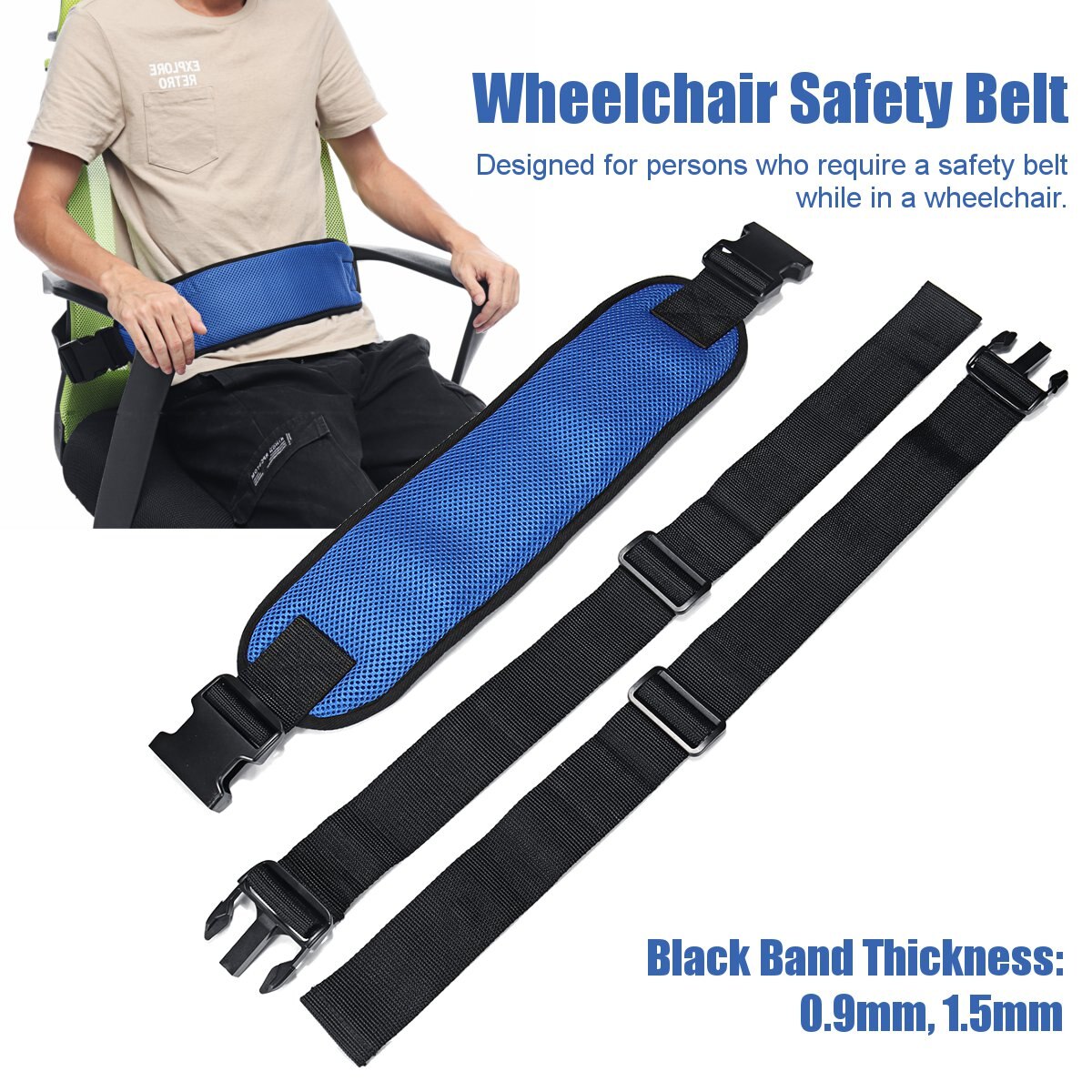 2 størrelser justerbar kørestolsbeskyttende selestøtte seler stropper kørestolsikker bælte sengestropper quick-release spænde