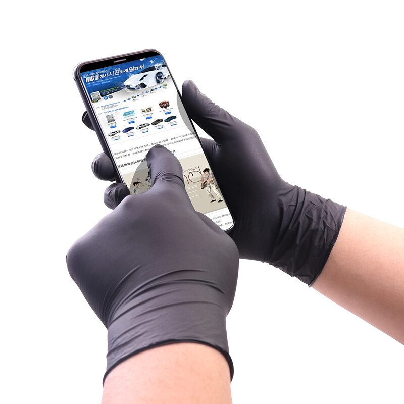Latex Gloves Disposable 100pcs Black Nitrile Gloves XS/S/M for Household Cleaning Drawing Kitchen Washing Work Protective Gloves