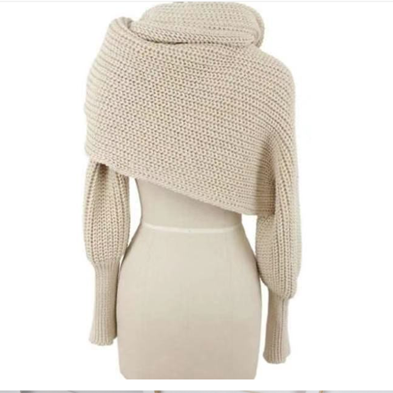 Kvinder tørklæde poncho kvinder tørklæder kvinders vinter kvinder strikket langærmet wrap sjal tørklæde echarpe femme hiver