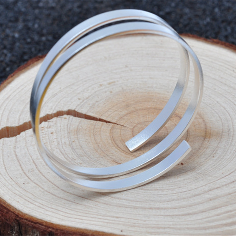 Anillo de puño de alambre plano rectangular de plata 925 de 2mm a 6mm en blanco para fabricación de joyería, accesorios DIY