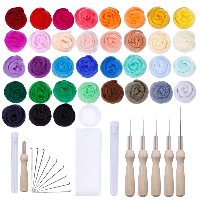 Kit de aguja para fieltro de lana, herramientas hechas a mano, conjunto de aguja de fieltro, paquete de materiales de tela, accesorios, 36 colores, 3g, 5g