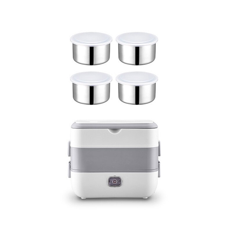 Chauffage électrique boîte à déjeuner Mini soupe ragoût Pot cuiseur à riz en céramique récipient à repas Bento Lunchbox Porridge chauffe-plats: Double layer / L'UA