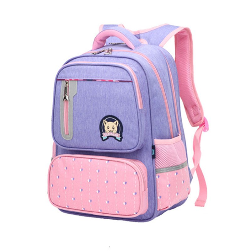 OKKID grundschule taschen für mädchen nette rosa Rucksack freundlicher schule Rucksack buch tasche freundlicher Rucksack reflektierende streifen: Violett