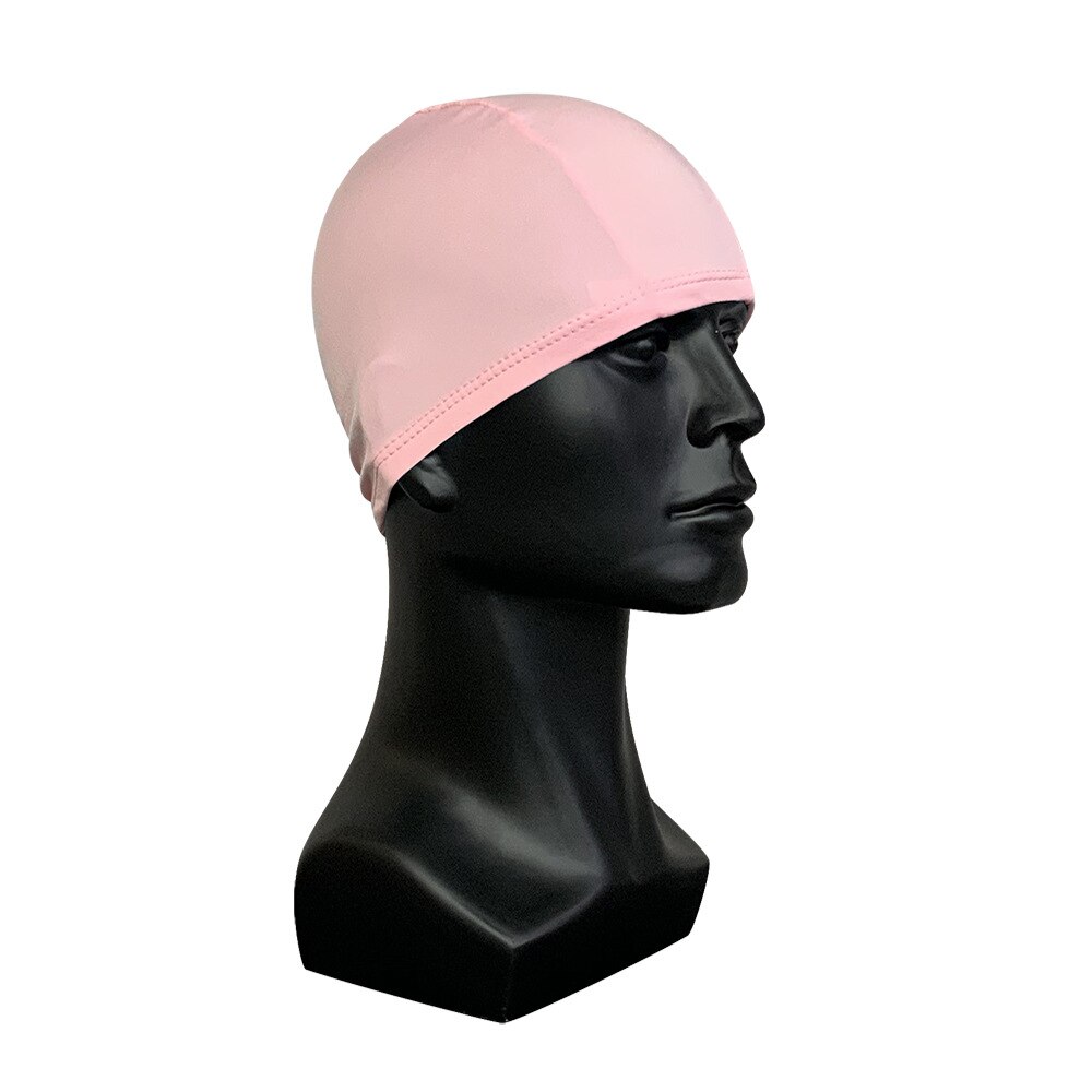 Gorro de baño de tela de poliéster para adultos, gorro de playa de alta elasticidad, Color sólido, Unisex: Pink